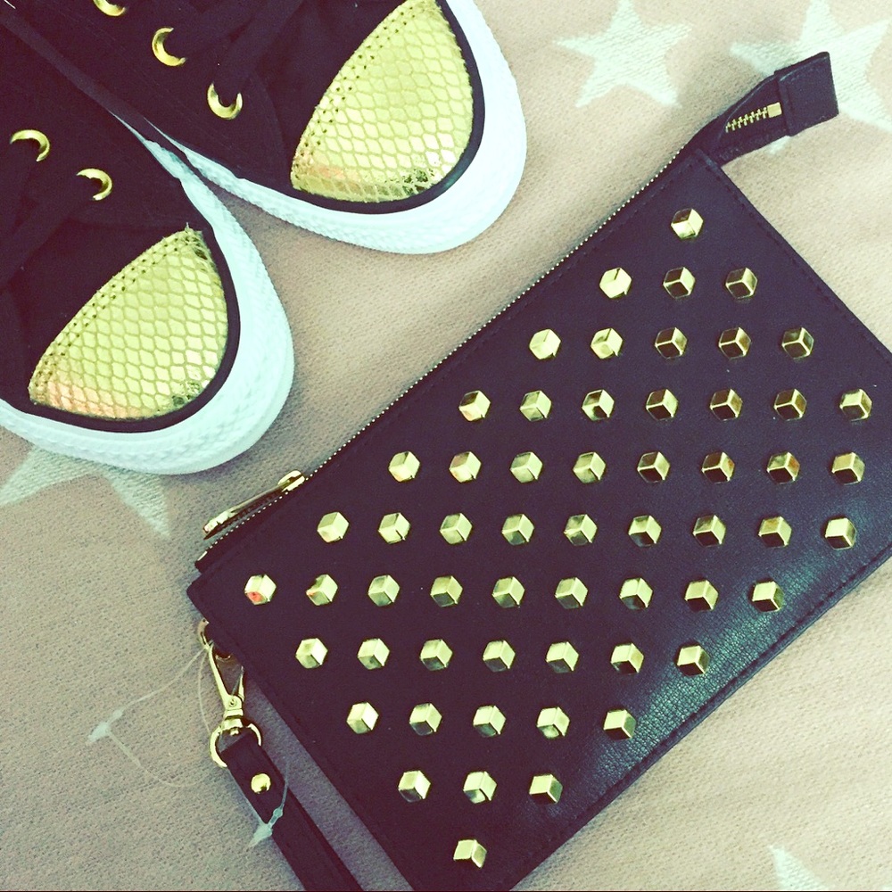 MICHAEL KORS STUDDED LEATHER WRISTLET